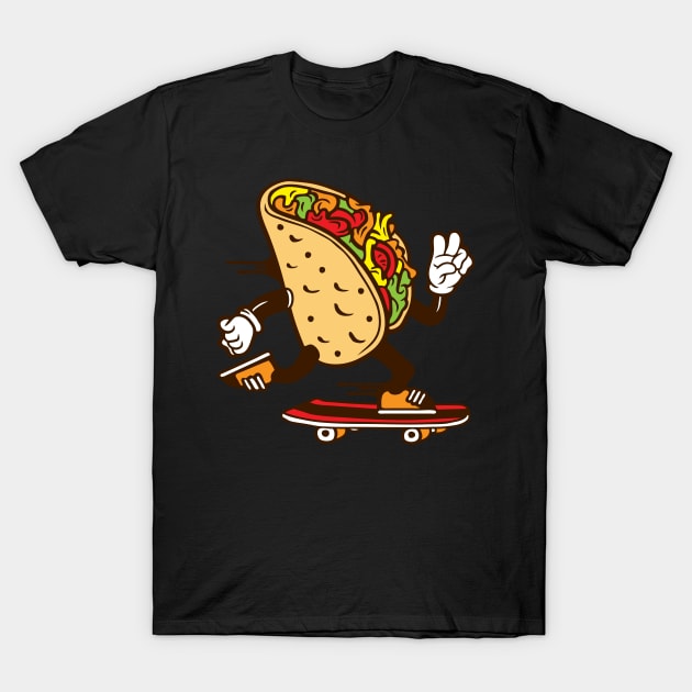 Tacos Funny Cute Taco Lover Cool Skateboarding T-Shirt by Meow_My_Cat